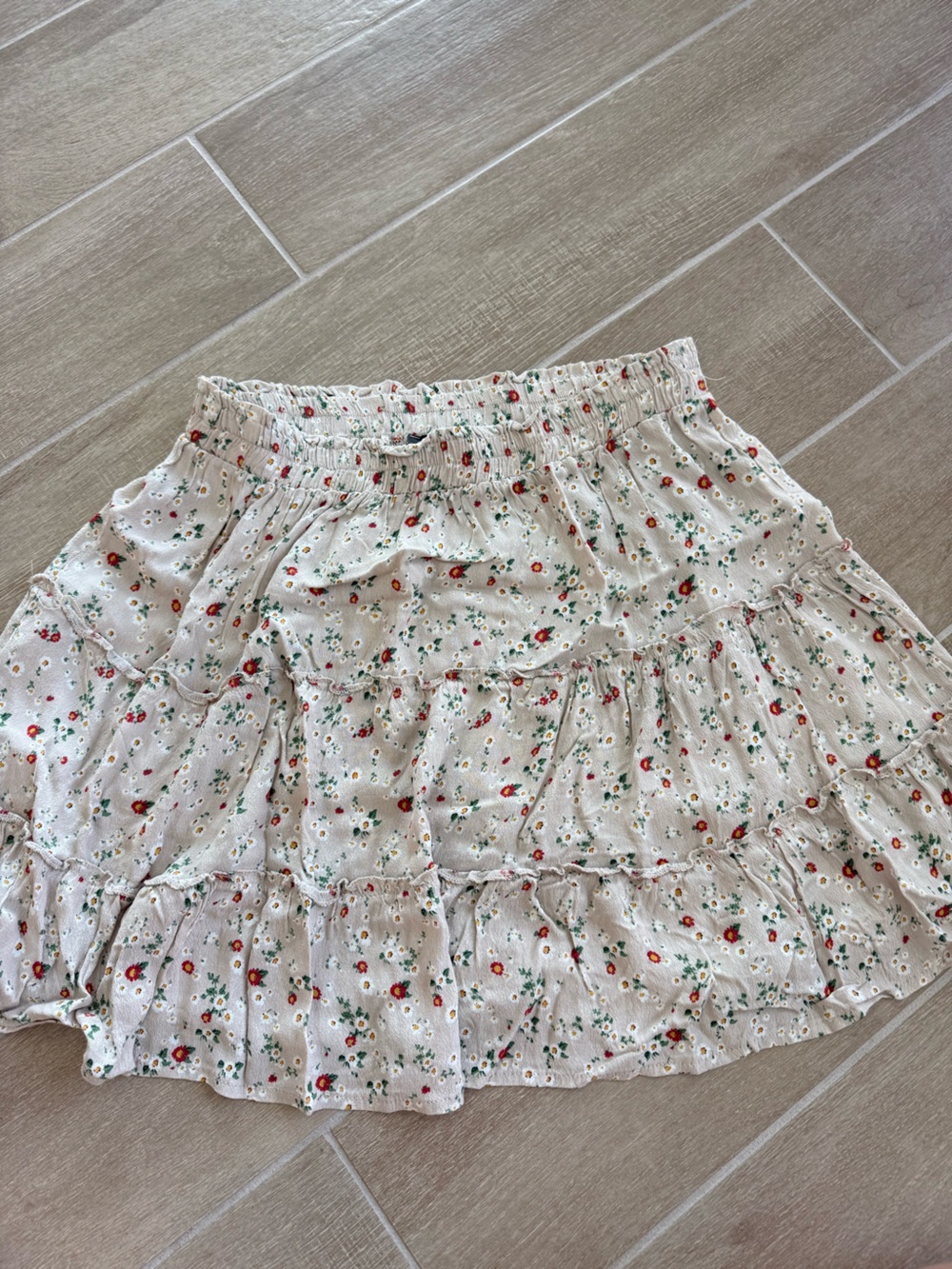 Floral Ruffle Mini Skirt in Cream
